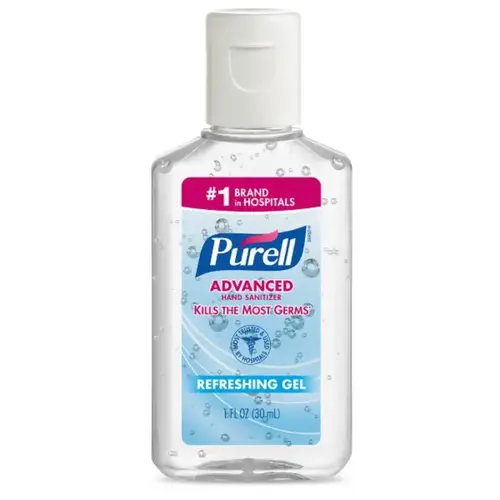 PURELL 3901-2C-250 Advanced Hand Sanitizer Gel, Personal Flip-Cap Bottle, 1 fl oz, Citrus Clear