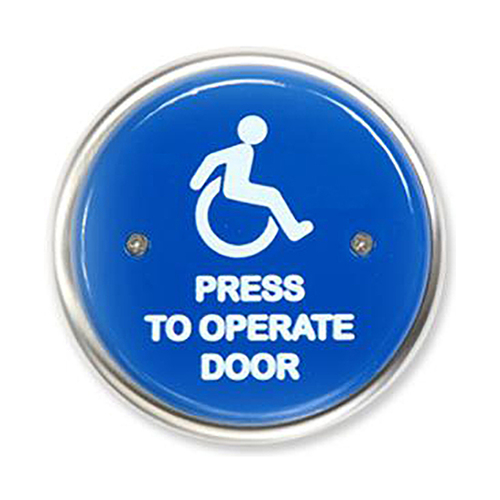 MS Sedco 59R4-H Blue Push Switch Press to Operate Door Wheelchair 4-1/2" Round
