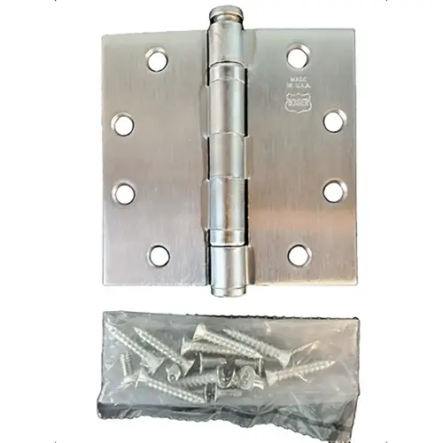 4-1/2" x 4-1/2" Full Mortise Standard Weight Ball Bearing Steel Hinge Satin Chrome Finish