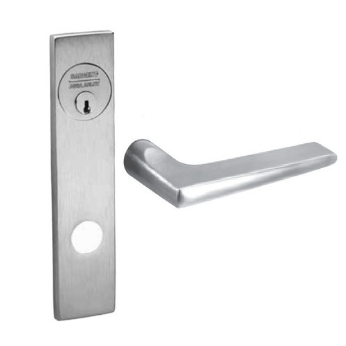 Apartment Exit Public Toilet Double Cylinder Mortise Lock with F Lever and LE1 Escutcheon Satin Chrome Finish