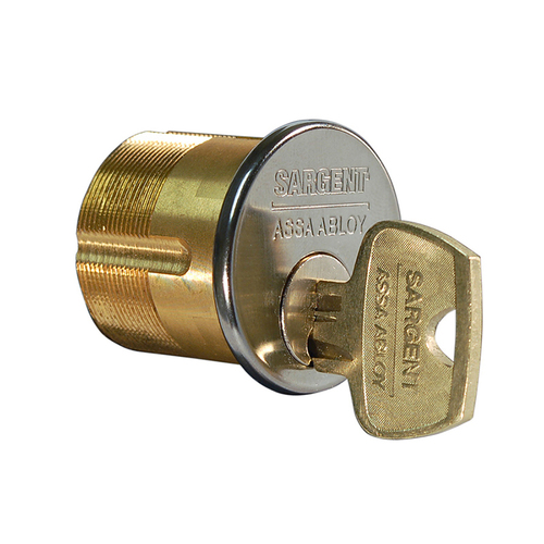 Mortise Cylinder 1-1/8", HA Keyway, 6-Pin, Cam, 1-Bitted, 2 Nickel Silver Keys, 630/US32D Stainless Steel