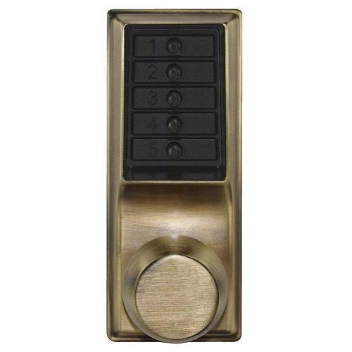 1000 Series Mechanical Pushbutton Cylindrical Knob Lock, Satin Brass Blackened