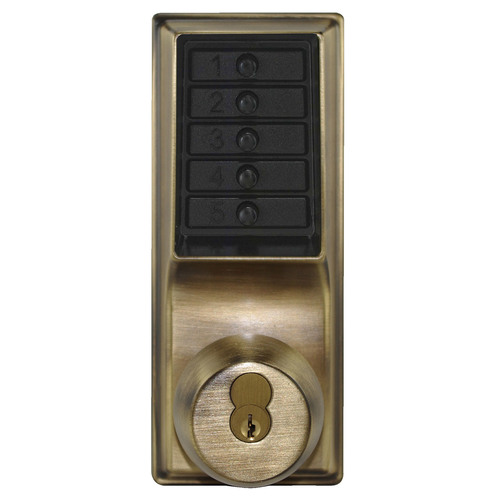 1000 Series Mechanical Pushbutton Cylindrical Knob Lock, Satin Brass Blackened