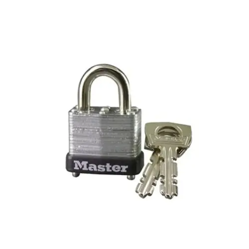 1 In. Laminated Steel Body, Steel Shackle, Warded Locking Mechanism, Keyed Alike