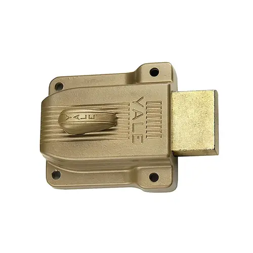 Yale Commercial 112 1-1/8 to 2-1/4" Door Thickness, Brass Lacquer Finish, 112 Rimlock Deadbolt