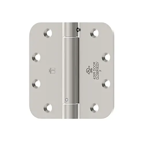 4 1/2" x 4" Full Mortise Spring Hinge, Standard Weight, 4-1/2" x 4", Steel, 5/8" Round Corners, Primed for Painting