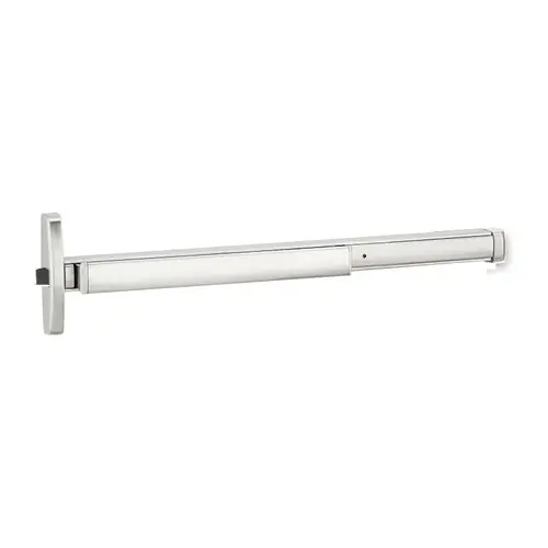 36" Wood Door Concealed Vertical Rod Exit Device, Key Controls Thumb Piece, Cylinder Dogging, Less Bottom Rod, 3' Device, Satin Aluminum Clear Anodized