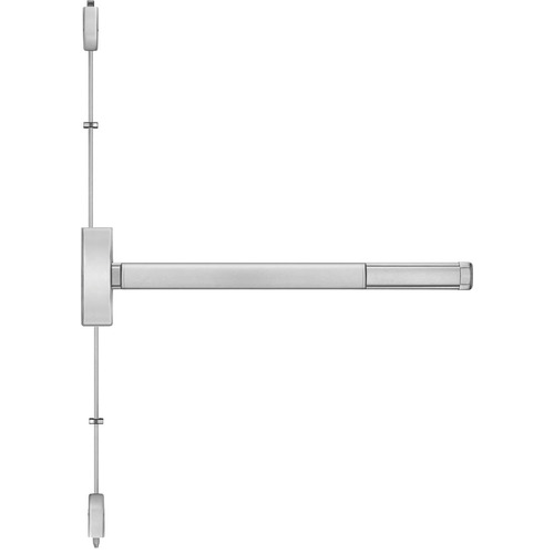 48" Rim Exit Device, Exit Only, Cover Plate Prep, Cylinder Dogging, 4' Device, Bright Chromium Plated