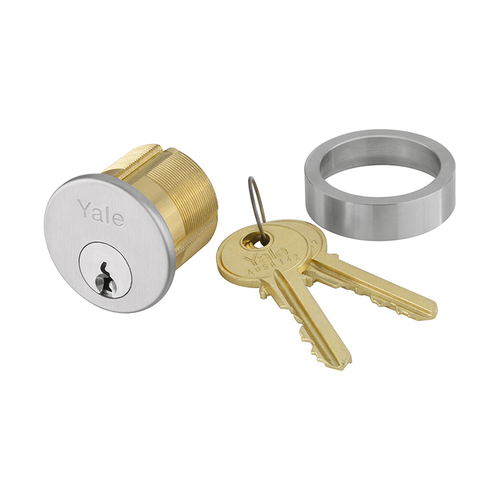 Yale 2153 6 SB 118 626 0 BITTED Mortise Cylinder, 1-1/8", Yale/Sargent Cam (2160), 6-Pin, SB Keyway, 0-Bitted, Satin Chrome