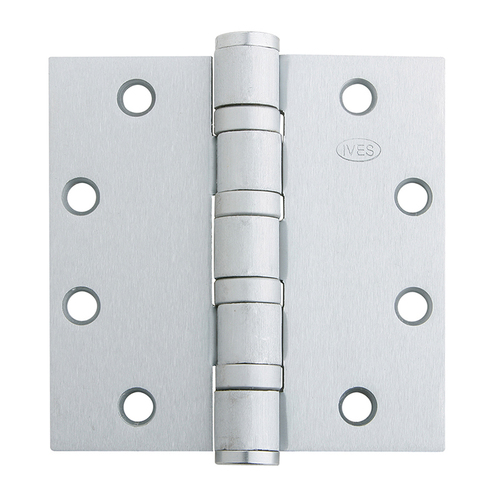 5-Knuckle Ball Bearing Hinge, Heavy Weight, 4-1/2" x 4-1/2", Non-Removeable Pin, Satin Chrome