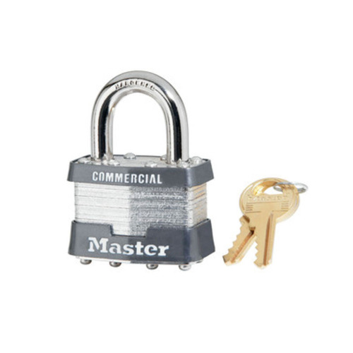 1-3/4 In. Wide Laminated Steel Body, 2-1/2 In. Tall 5/16 In. Diameter Hardened Steel Shackle, Rekeyable 5-Pin W27 Cylinder