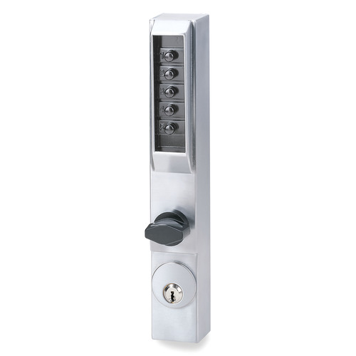 3000 Series Mechanical Pushbutton Narrow Stile Lock, Satin Chrome