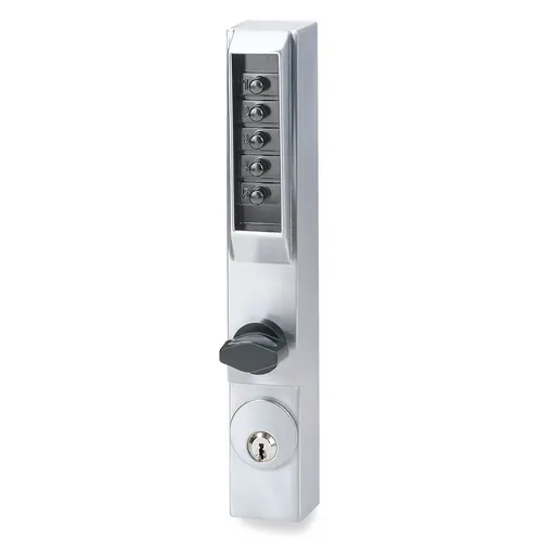 3000 Series Mechanical Pushbutton Narrow Stile Lock, Satin Chrome