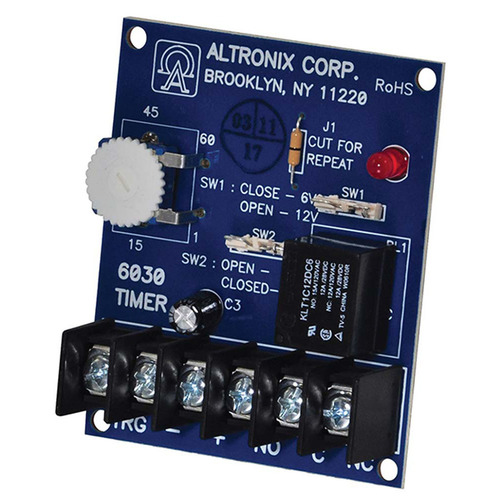 Altronix 6030 Multi-Function Timer, Bell Cut Off/Delay Timer, 6VDC/12VDC Operation, Relay Activates at the End of the Timing Cycle, Snap Track Compatible