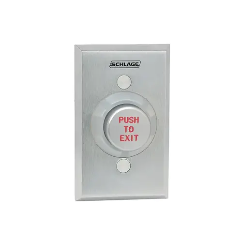 1-1/4" Extreme Duty Pushbutton with Push to Exit Engraved Aluminum Finish