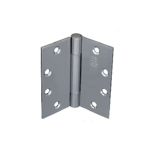 Lubricated Bearing Three Knuckle Architectural Grade Hinge with Button Tips, 4-1/2 In. Square Door Satin Chrome