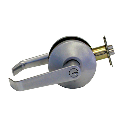 Grade 2 Storeroom Cylindrical Lock, Key In Lever, Dane Satin Chrome