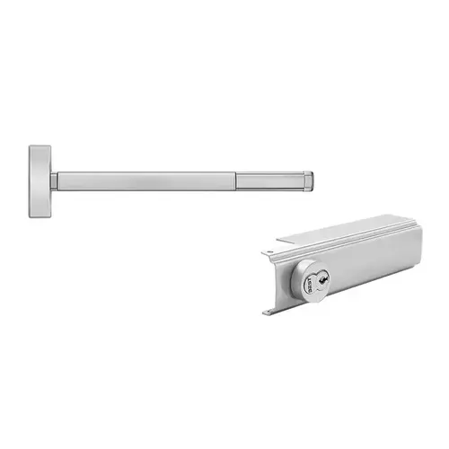 48" Delayed Egress Mortise Exit Device, Exit Only, Cover Plate Prep, 4' Device, Satin Stainless Steel