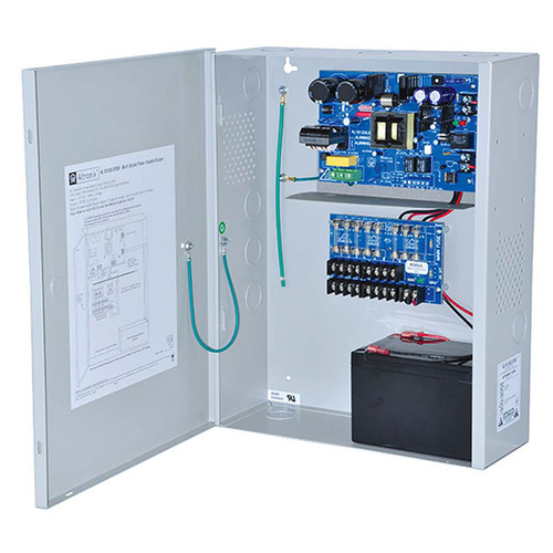 Power Supply/Charger, Input 115VAC 60Hz at 1.9A, 8 Fused Outputs, 12VDC at 10A, Grey Enclosure