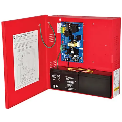 Power Supply/Charger, Input 115VAC 60Hz at 3.5A, Single Output, 12/24VDC at 2.5A, Red Enclosure