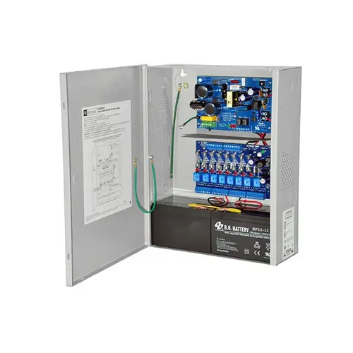 Power Supply/Access Power Controller, Input 220VAC 50/60Hz at 0.8A, 8 Fused Outputs, 12VDC at 4A or 24VDC at 3A