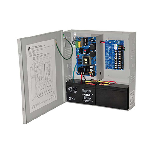 Power Supply/Charger, Input 115VAC 60Hz at 3.5A, 8 PTC Outputs, 12/24VDC at 6A, Grey Enclosure