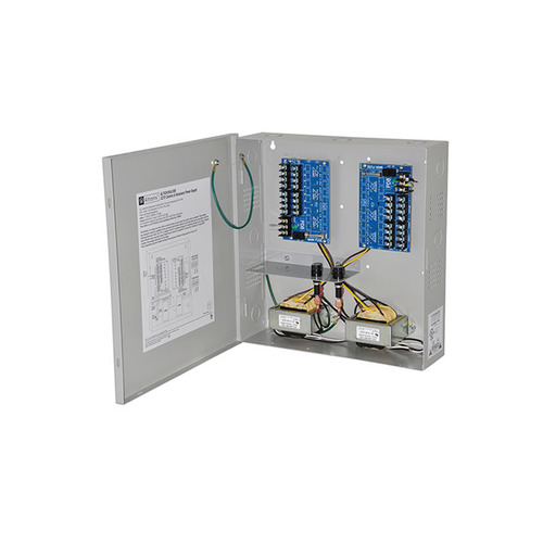 CCTV Power Supply, Input 220VAC 50/60Hz at 0.5A, 16 PTC Protected Outputs, 24VAC at 7A or 28VAC at 6A, Grey Enclosure