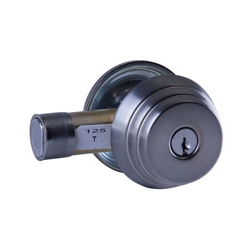 Cylinder by Thumbturn Grade 2 Deadbolt with 395 Strikes and 141 2-3/4" Backset Satin Chrome Finish