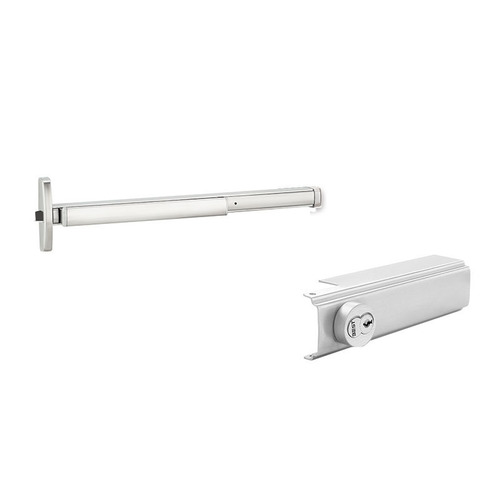 36" Electric Latch Retraction Concealed Vertical Rod Exit Device, Thumb Piece Always Active, Fire Rated, 3' Device, Bright Brass