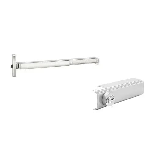 48" Electric Latch Retraction Concealed Vertical Rod Exit Device, Lever/Knob Always Active, Fire Rated, Less Bottom Rod, 4' Device, Satin Aluminum Clear Anodized