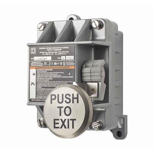 Explosion Proof 2" Pushbutton, "PUSH TO EXIT", Momentary