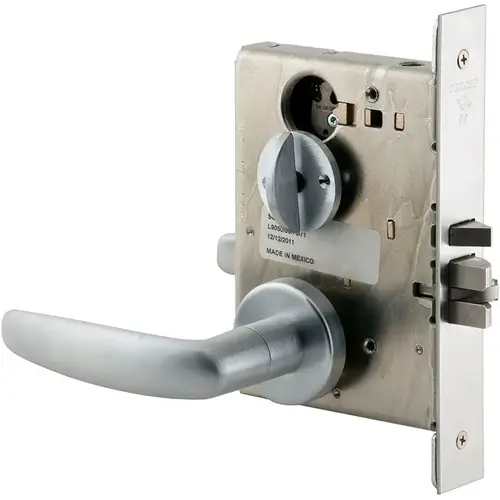 Entry / Office Mortise Lock with Large Format IC Less Core with 07 Lever and A Rose Satin Chrome Finish