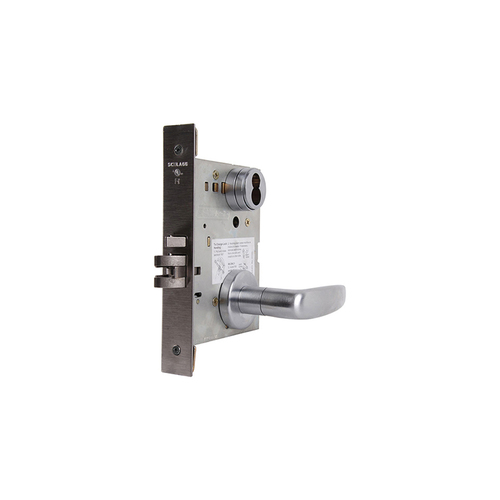 Storeroom Mortise Lock Less Large Format Core with 07 Lever and A Rose Satin Chrome Finish