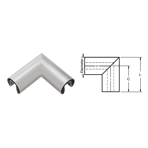 Satin Anodized 3" Diameter 90 Degree Horizontal Corner for 1/2" (12 mm) or 5/8" (16 mm) Glass Cap Railing