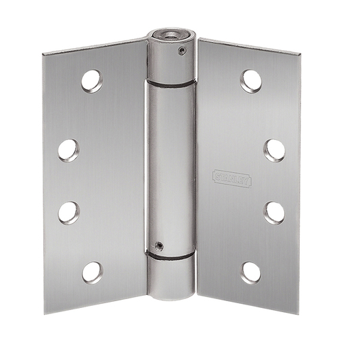 Stanley Security 2060R 4-1/2X4 26D Standard Weight Spring Hinge, Steel or Stainless Steel, 4-1/2 In. by 4 In., Square Corner, Removable Pin, Satin Chrome