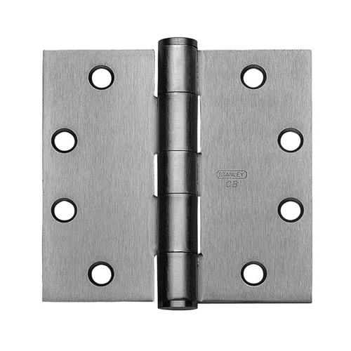 Stanley Security CB168NRP 4-1/2X4-1/2 26D Five Knuckle Architectural Hinge, Steel Full Mortise, Heavy Weight, 4-1/2 In. by 4-1/2 In., Square Corner, Non-Removable Pin, Satin Chrome