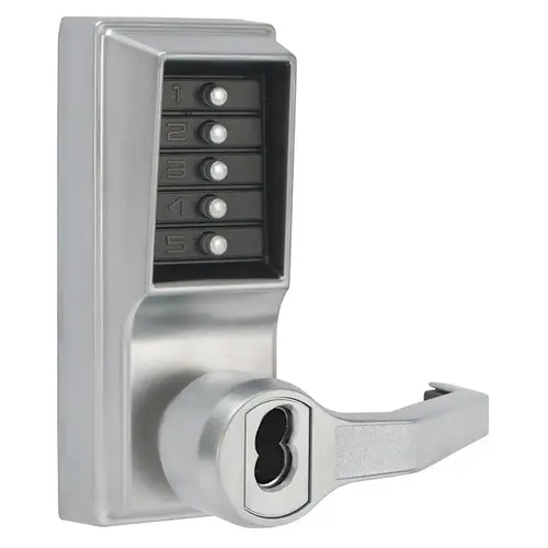L1000 Series Mechanical Pushbutton Cylindrical Lever Lock, Satin Chrome