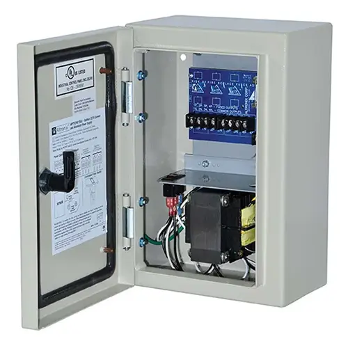 Outdoor CCTV AC Power Supply, 115VAC 50/60Hz at 1.76A Input, 24VAC at 7A or 28VAC at 6.25A Output, Grey Enclosure