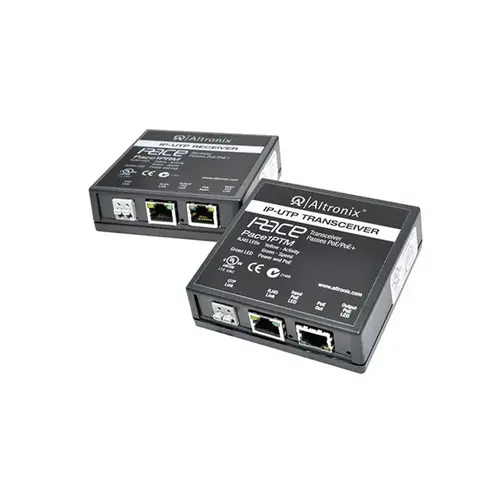 IP and PoE+ Over Extended Distance UTP or CAT5e Pace1PRM Receiver and Pace1PTM Transceiver Kit, Powered by Midspan or Endspan, up to 500m Distance