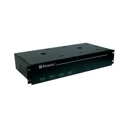 CCTV DC Rack Mount Power Supply, 115VAC 50/60Hz at 1.9A Input, 16 PTC Protected Outputs 6/15VDC at 10A Total Output Current, 2.5A Max per