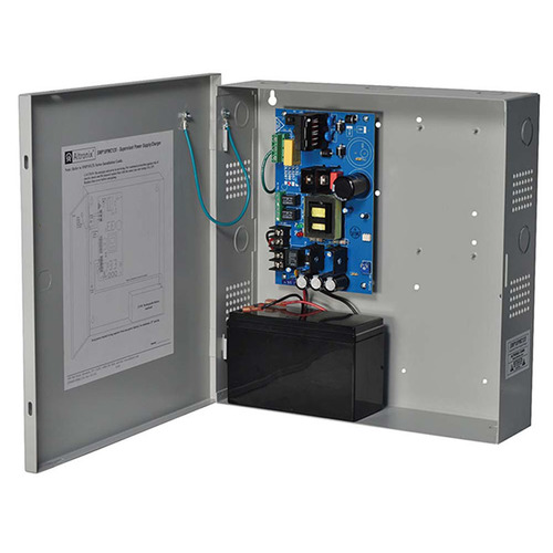 Supervised Power Supply/Charger, 115VAC 60Hz at 1.45A Input, Single 12VDC Output at 10A, Grey Enclosure