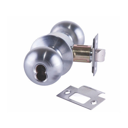 MK Series Cylindrical Knob Locks, Satin Chrome