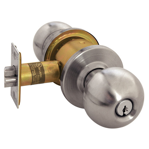 Arrow RK12BD 32D Storeroom Cylindrical Lock with BD Knob and Rose Satin Stainless Steel Finish