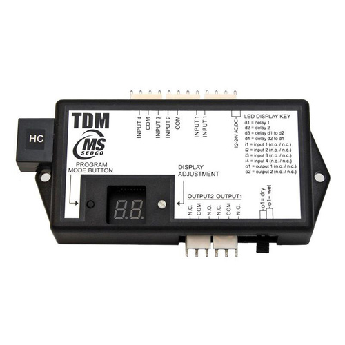 MS Sedco TDM-HC Time Delay Module, Provides up to 4 Inputs, Can be Converted to Sequential Relay Outputs, Each Output Adjustable 0-99 Seconds, High Current