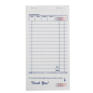 NCCO 1200SP RESTAURANT STYLE GUEST CHECK Guest Check 1 Part White 15 Line Shrink Wrapped