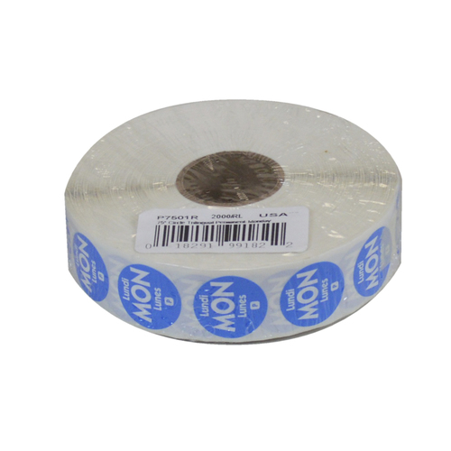 .75 CIRCLE TRILINGUAL PERM LABELS MONDAY BLUE