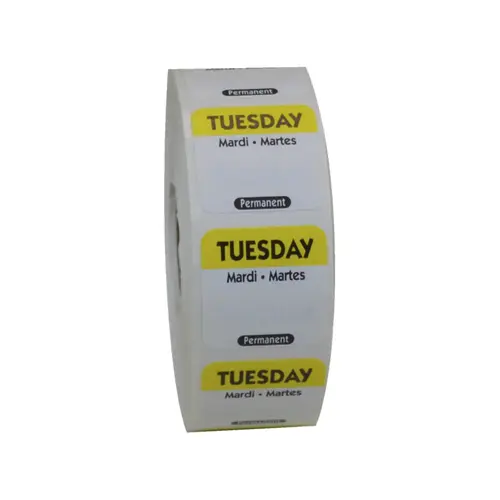 1X1 TRILINGUAL PERMANENT LABELS TUESDAY YELLOW