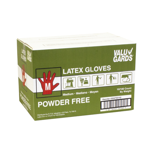 VALUGARDS 304750142 Valugards Medium Powder Free Latex Gloves, 100 Each