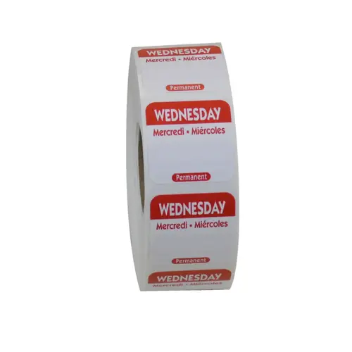 1X1 TRILINGUAL PERMANENT LABELS WEDNESDAY RED