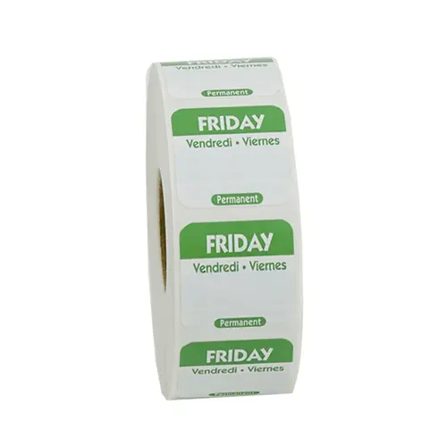 NCCO P105R 1X1 TRILINGUAL PERMANENT LABELS FRIDAY GREEN